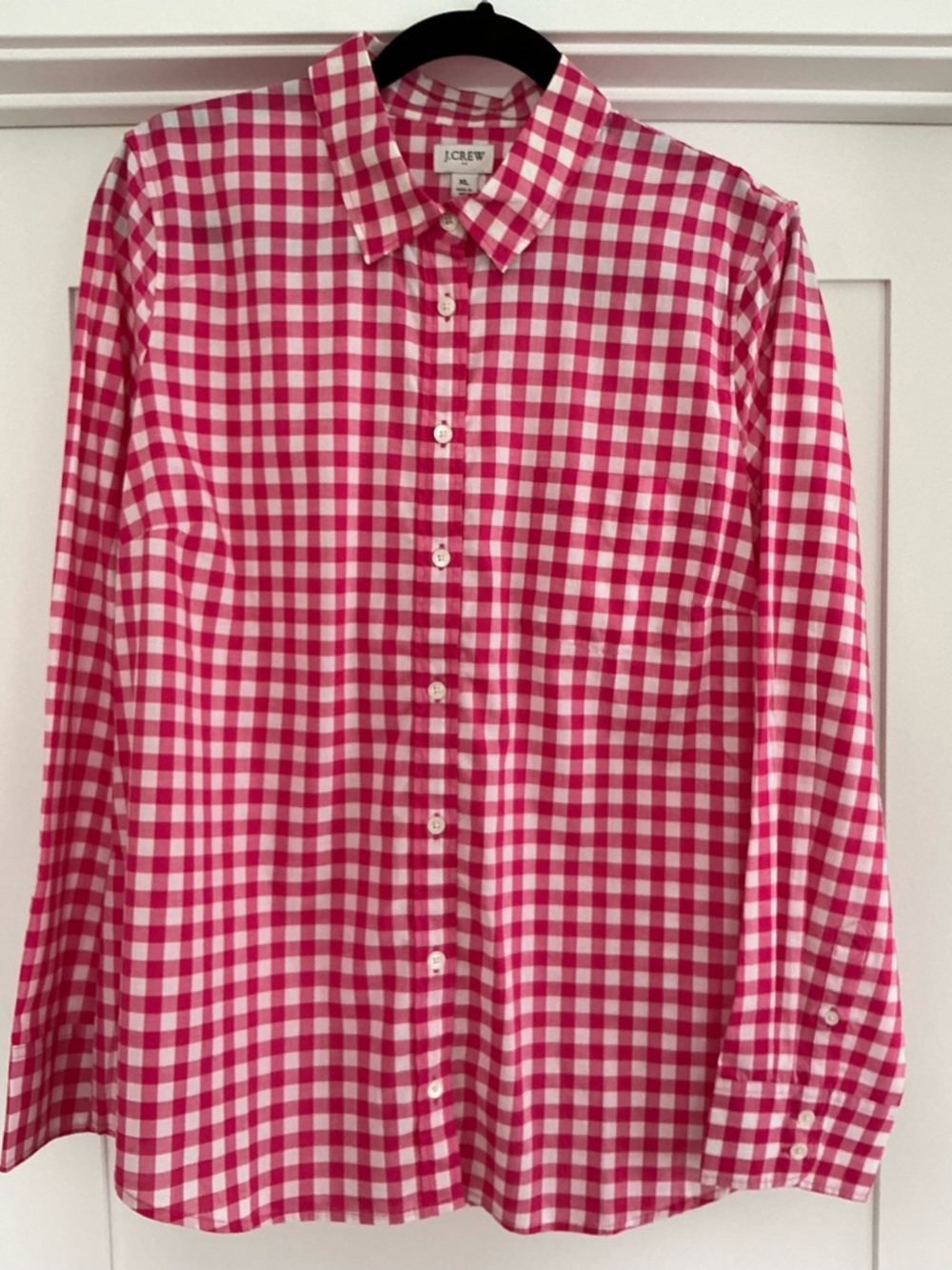 J. Crew Pink and White Gingham Button-Down Shirt
